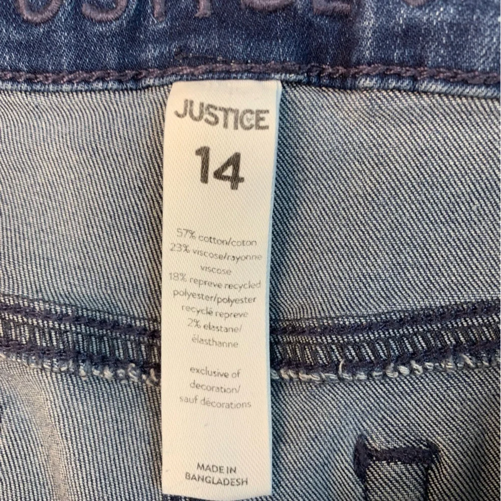 Girl’s Justice Dark Blue Distressed Straight Jeans Size 14